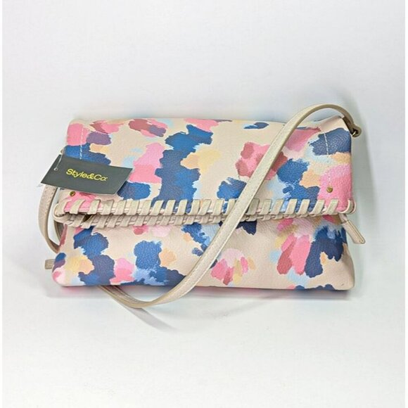 Style & Co. Whipstitch East West Flap Crossbody in Dream Dye Print (MSRP $80) - Picture 3 of 9